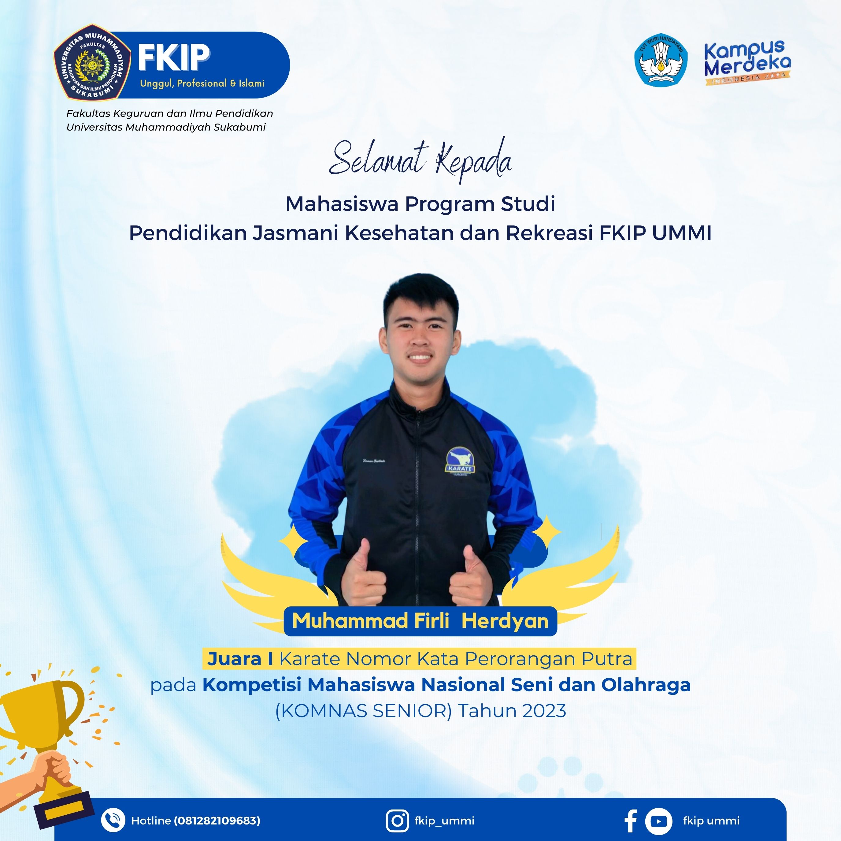Mahasiswa PJKR FKIP UMMI Raih Juara 1 Karate Tingkat Nasional